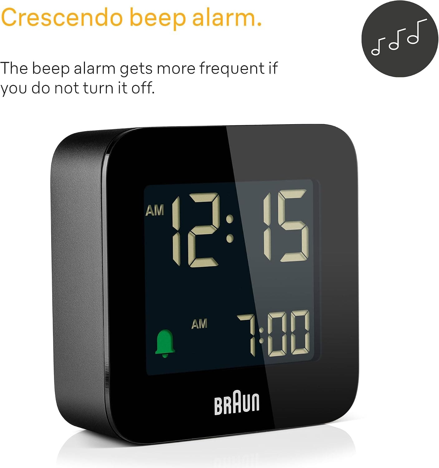 ساعت زنگدار دیجیتال سفری Braun مشکی با آلارم Crescendo، نمایشگر LCD منفی و تنظیم سریع، مدل BC08B ساعت زنگدار دیجیتال سفری Braun مشکی با آلارم Crescendo، نمایشگر LCD منفی و تنظیم سریع، مدل BC08B