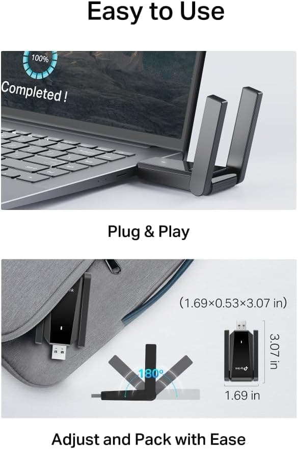 آداپتور وایفای USB دو بانده TP-Link AC1300 با آنتنهای پربهره مدل Archer T5U Plus آداپتور وایفای USB دو بانده TP-Link AC1300 با آنتنهای پربهره مدل Archer T5U Plus