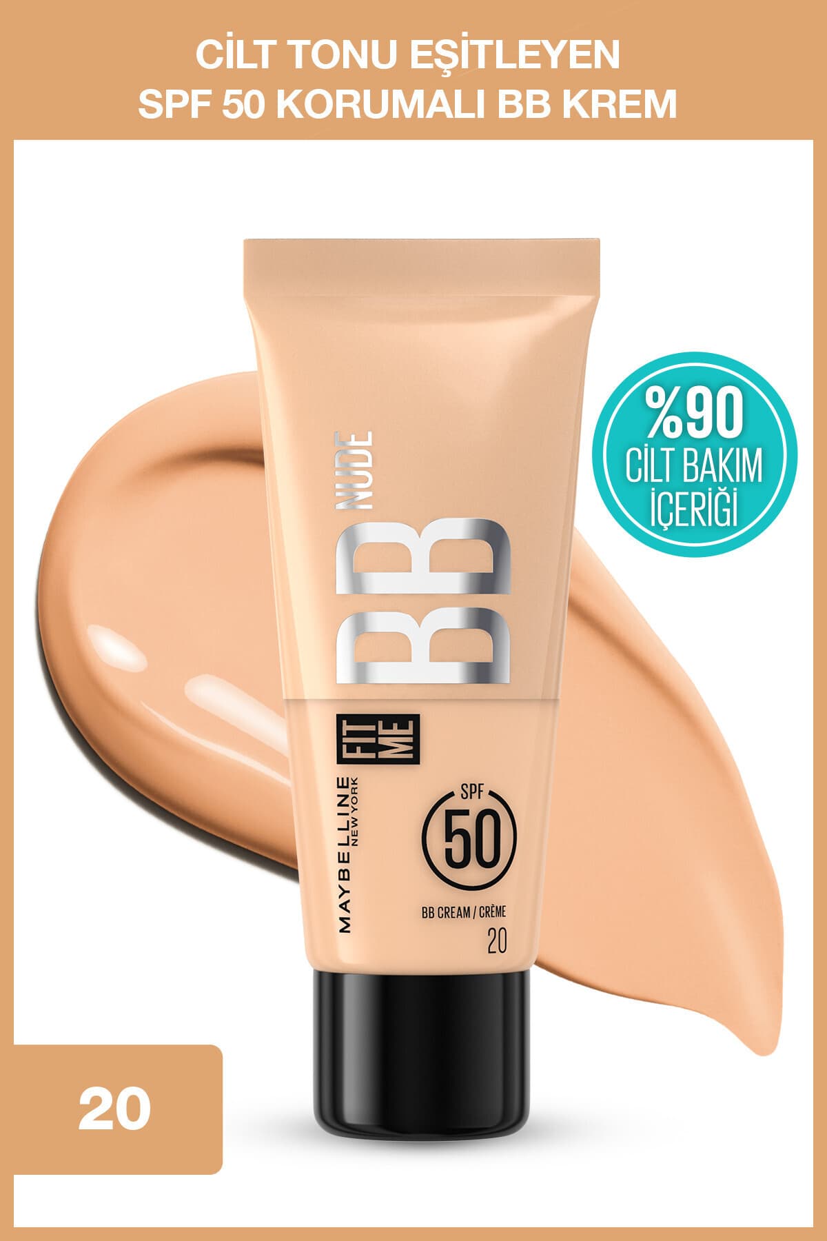 کرم BB مرطوبکننده Maybelline New York Fit Me Nude با SPF50، تناژ روشن گرم کرم BB مرطوبکننده Maybelline New York Fit Me Nude با SPF50، تناژ روشن گرم