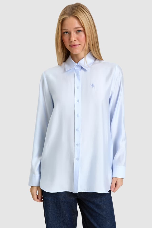 پیراهن زنانه U.S. Polo Assn. آبی روشن آستین بلند ساده مدل 50333118-VR003 پیراهن زنانه U.S. Polo Assn. آبی روشن آستین بلند ساده مدل 50333118-VR003