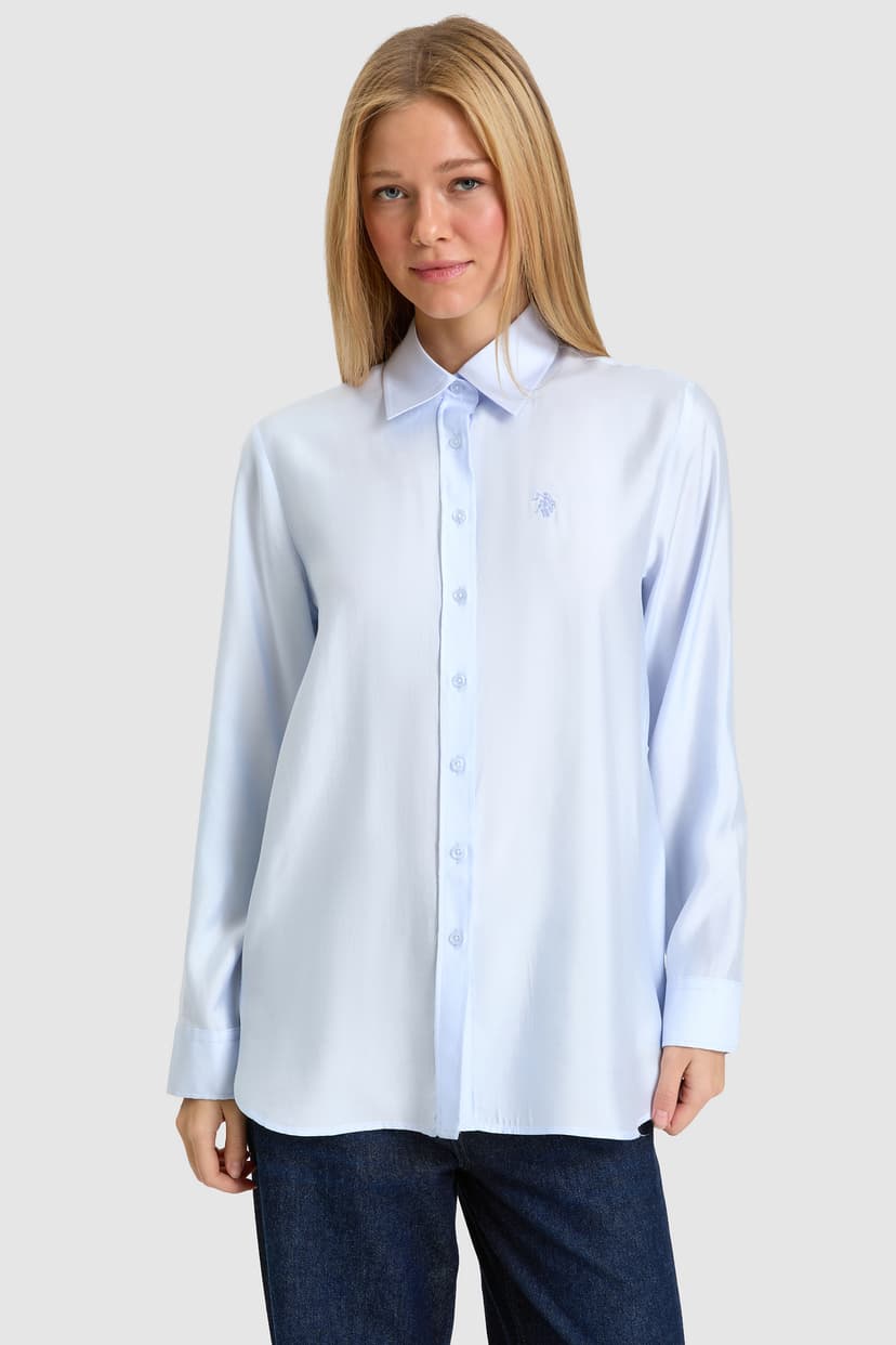 پیراهن زنانه U.S. Polo Assn. آبی روشن آستین بلند ساده مدل 50333118-VR003 پیراهن زنانه U.S. Polo Assn. آبی روشن آستین بلند ساده مدل 50333118-VR003