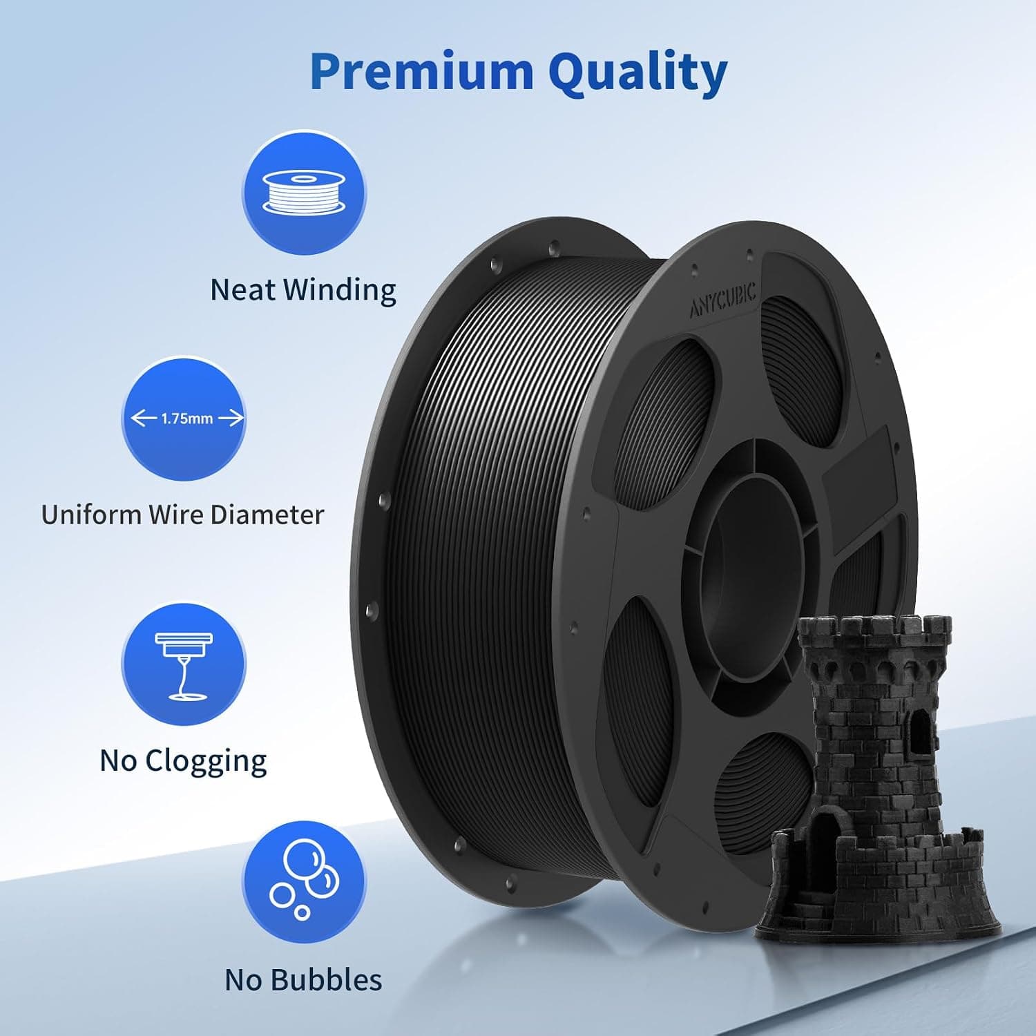 فیلامنت پرینتر سه بعدی ANYCUBIC PLA قطر 1.75mm وزن 1KG رنگ آبی درخشان RFID فیلامنت پرینتر سه بعدی ANYCUBIC PLA قطر 1.75mm وزن 1KG رنگ آبی درخشان RFID