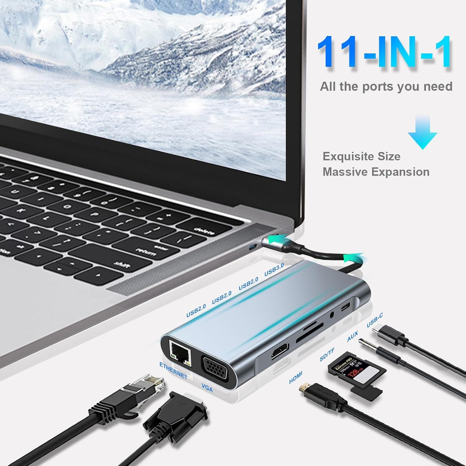 هاب USB-C داکینگ استیشن SZPACMATE 11 in 1 سازگار با MacBook Pro/Air هاب USB-C داکینگ استیشن SZPACMATE 11 in 1 سازگار با MacBook Pro/Air