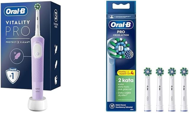 مسواک برقی Oral-B مدل Vitality Pro یاسی به همراه 4 عدد سری یدک Cross Action X-Filament مسواک برقی Oral-B مدل Vitality Pro یاسی به همراه 4 عدد سری یدک Cross Action X-Filament