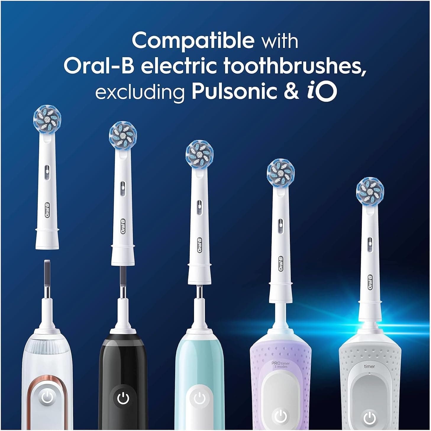 سری مسواک برقی Oral-B Pro Sensitive Clean با برس Xشکل فوقنرم سفید بسته 4 عددی سری مسواک برقی Oral-B Pro Sensitive Clean با برس Xشکل فوقنرم سفید بسته 4 عددی