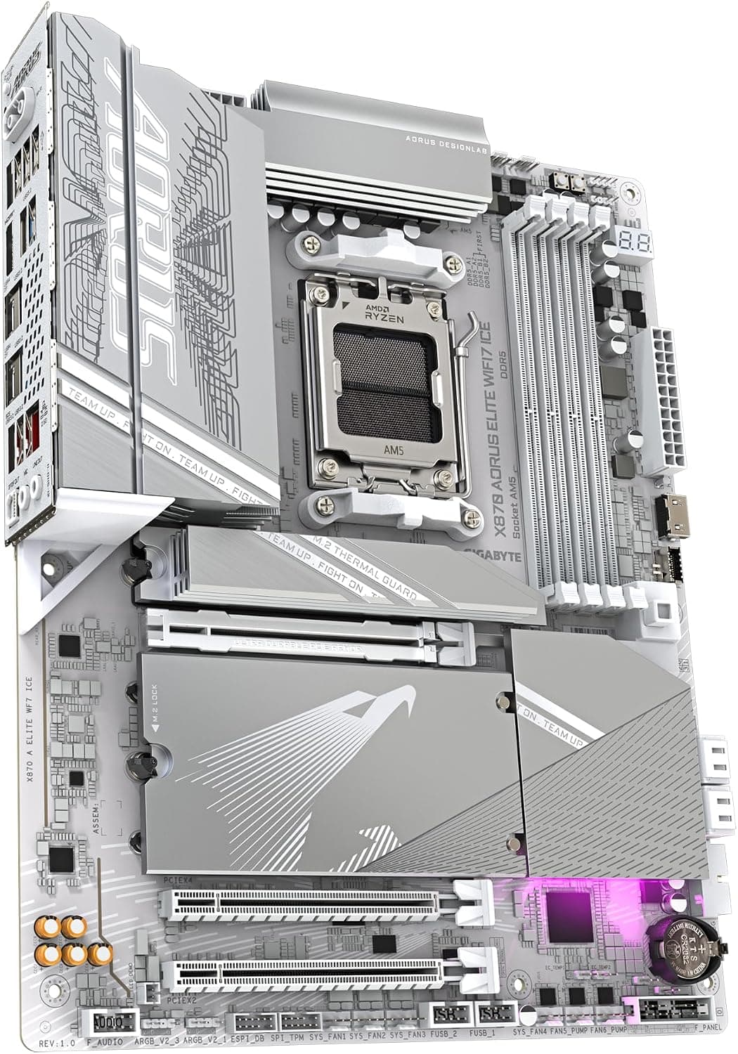 مادربرد Gigabyte برای پردازندههای AMD Ryzen 9000 مدل X870 A Elite WIFI7 Ice مادربرد Gigabyte برای پردازندههای AMD Ryzen 9000 مدل X870 A Elite WIFI7 Ice