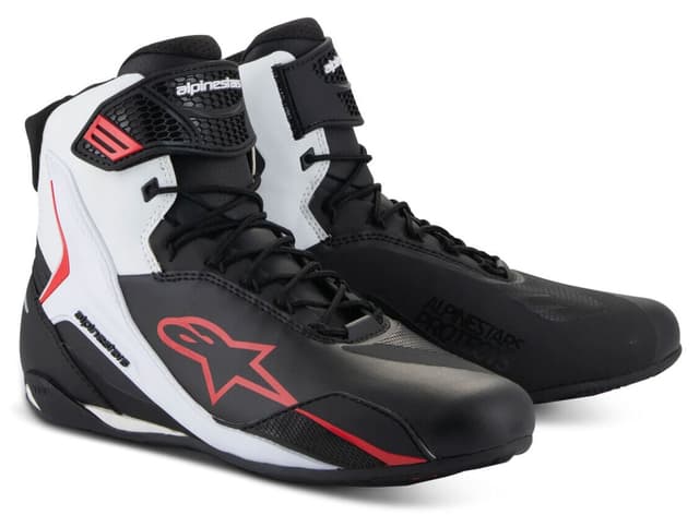 بوت موتورسواری محافظدار Alpinestars مشکی سفید قرمز مدل Faster-4 بوت موتورسواری محافظدار Alpinestars مشکی سفید قرمز مدل Faster-4