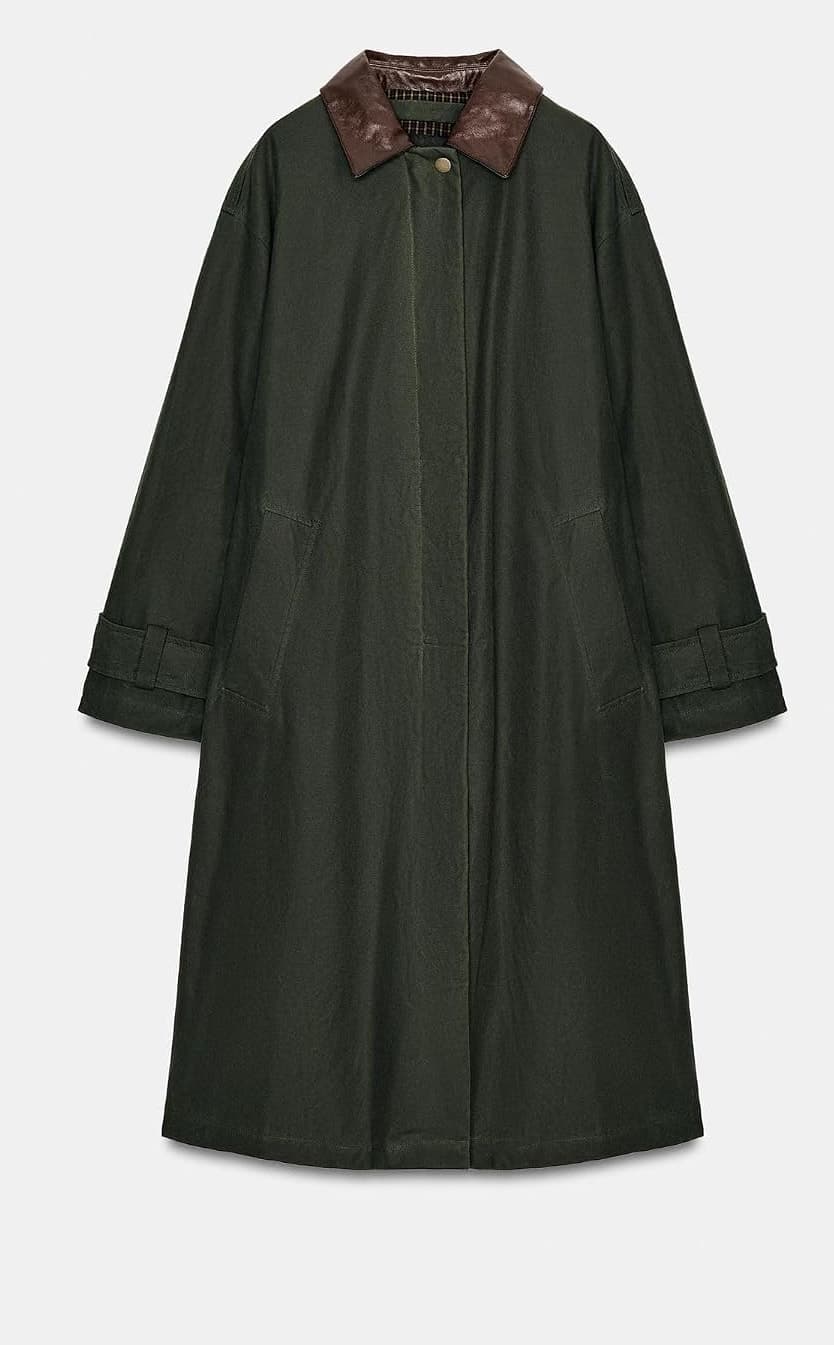 ترنچکت مردانه Zara اورسایز با یقه چرمی کنتراست ZW COLLECTION ترنچکت مردانه Zara اورسایز با یقه چرمی کنتراست ZW COLLECTION