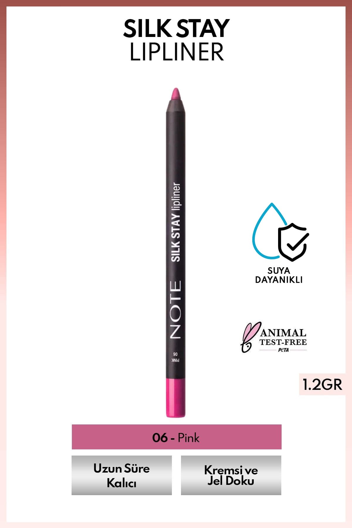 خط لب Note Cosmetics ابریشمی ضدآب صورتی مدل 06 Pink خط لب Note Cosmetics ابریشمی ضدآب صورتی مدل 06 Pink