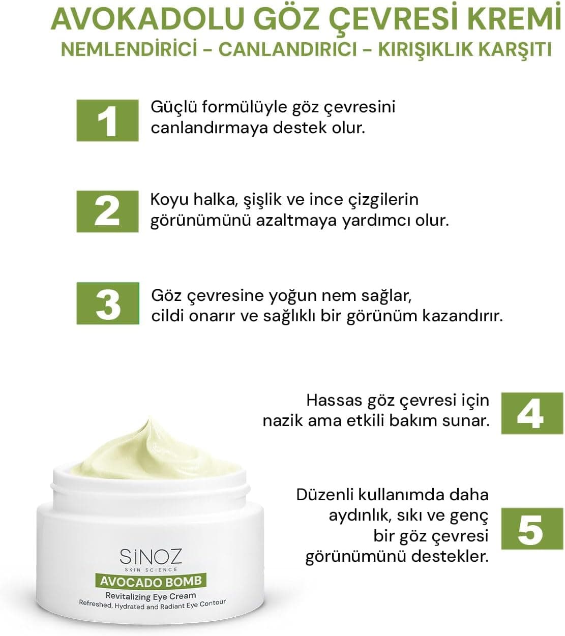 کرم مراقبت از دور چشم Sinoz مرطوبکننده، احیاکننده و ضدچروک Avokado Bomb 15 Ml کرم مراقبت از دور چشم Sinoz مرطوبکننده، احیاکننده و ضدچروک Avokado Bomb 15 Ml