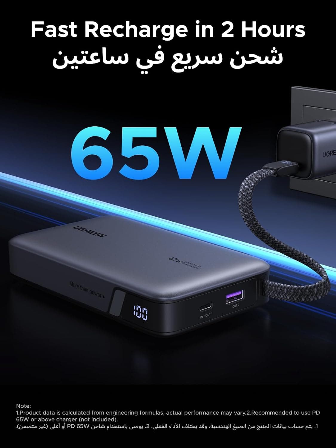 پاوربانک UGREEN 20000mAh با توان 67W و کابل داخلی مدل Nexode پاوربانک UGREEN 20000mAh با توان 67W و کابل داخلی مدل Nexode
