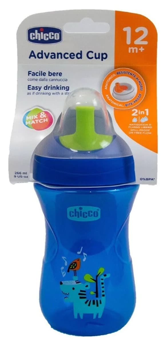 لیوان آموزشی Chicco دو کاره Advance 266 ml +12 ماه آبی لیوان آموزشی Chicco دو کاره Advance 266 ml +12 ماه آبی