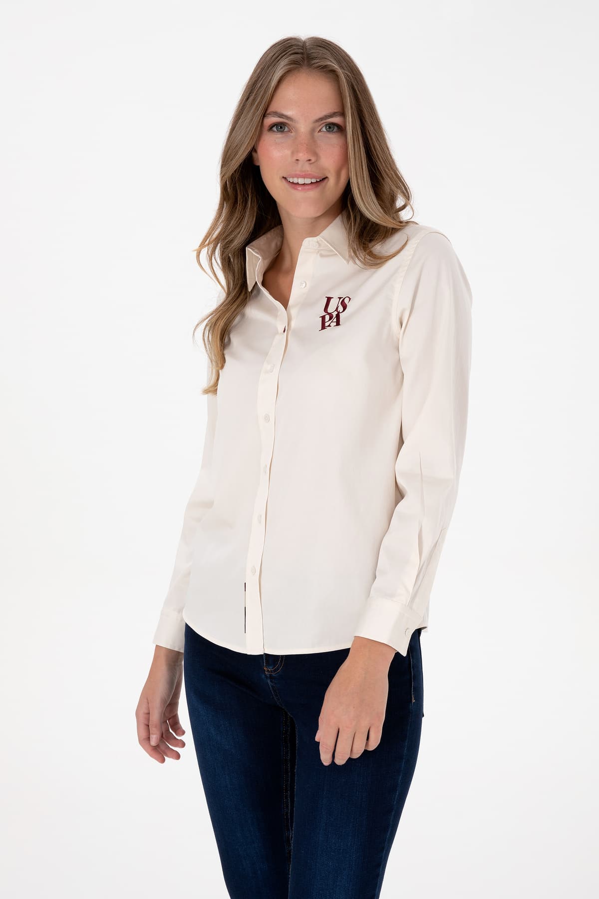 پیراهن زنانه U.S. Polo Assn. آستین بلند کرم مدل 50308653-VR256 پیراهن زنانه U.S. Polo Assn. آستین بلند کرم مدل 50308653-VR256