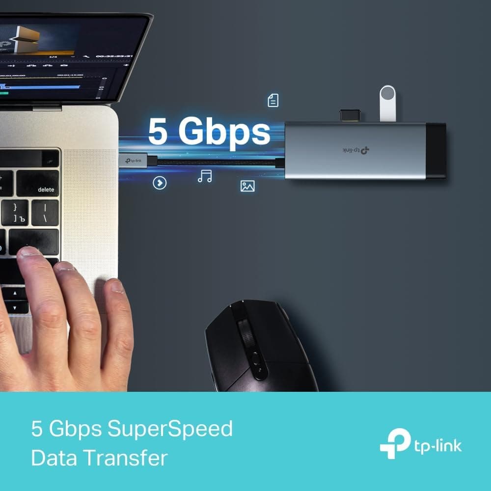 مبدل Type C به Gigabit Ethernet TP-Link مدل UH6120C با 1 پورت HDMI، 1 پورت شارژ سریع 100W، 1 USB-C و 2 USB-A 3.0 مبدل Type C به Gigabit Ethernet TP-Link مدل UH6120C با 1 پورت HDMI، 1 پورت شارژ سریع 100W، 1 USB-C و 2 USB-A 3.0