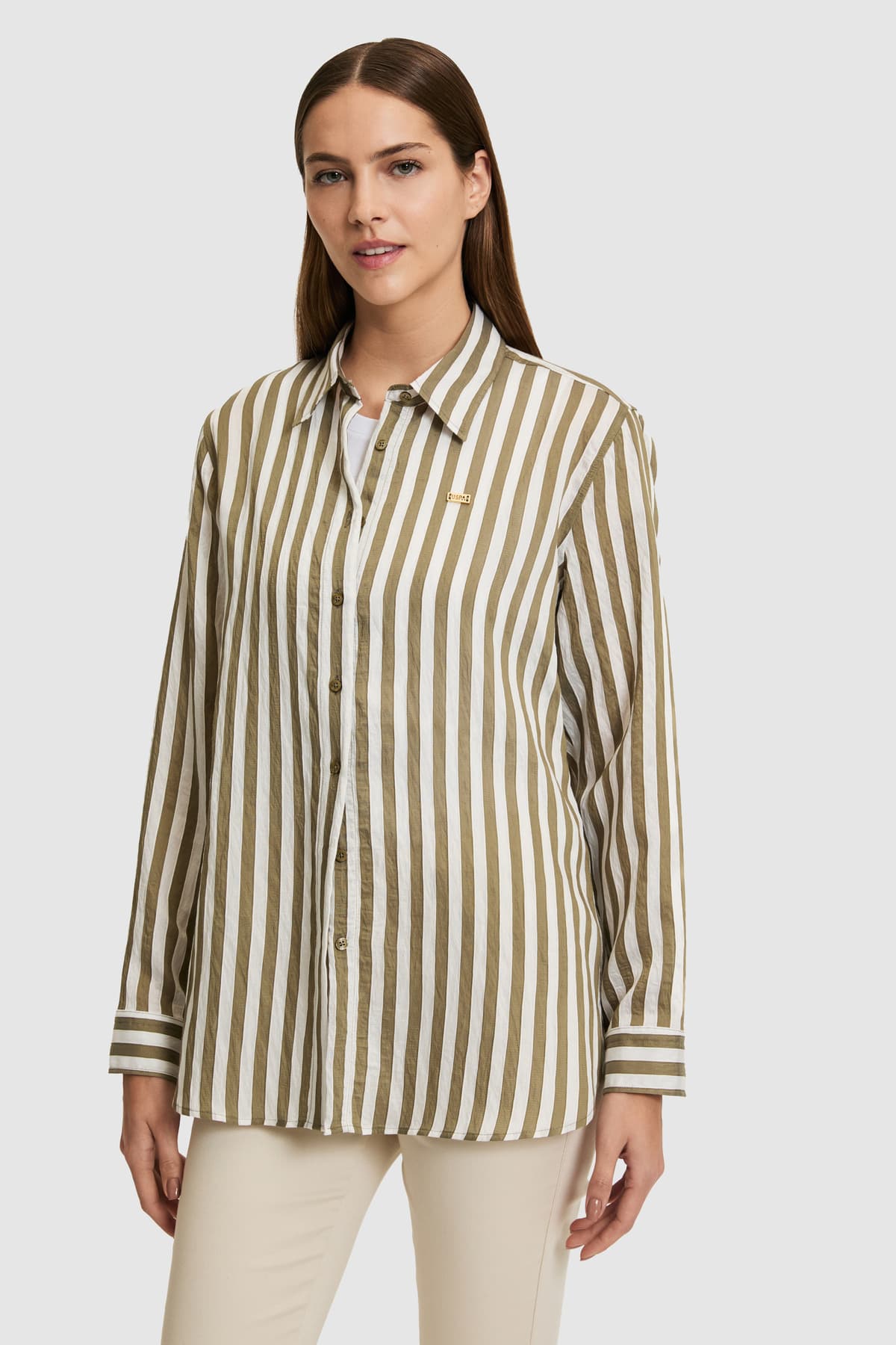 پیراهن زنانه U.S. Polo Assn. آستین بلند راهراه خاکی مدل 50324736-VR027 پیراهن زنانه U.S. Polo Assn. آستین بلند راهراه خاکی مدل 50324736-VR027