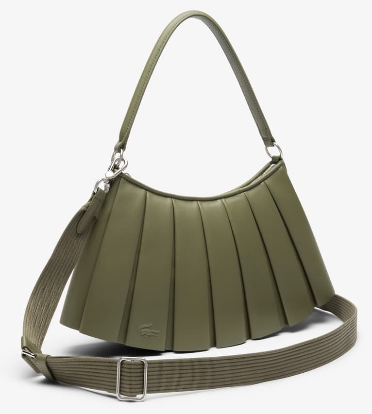 کیف دوشی زنانه Lacoste چرمی خاکی مدل Lenglen Medium کیف دوشی زنانه Lacoste چرمی خاکی مدل Lenglen Medium