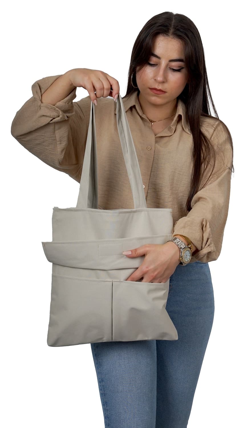کیف دستی و دوشی زنانه dekado کانواسی بژ زیپدار 35x35 کیف دستی و دوشی زنانه dekado کانواسی بژ زیپدار 35x35