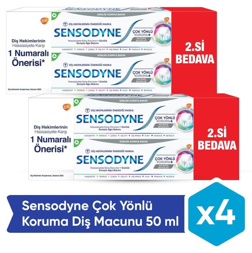 خمیردندان سفیدکننده Sensodyne با محافظت چندجانبه 50 ml x 4 Adet خمیردندان سفیدکننده Sensodyne با محافظت چندجانبه 50 ml x 4 Adet