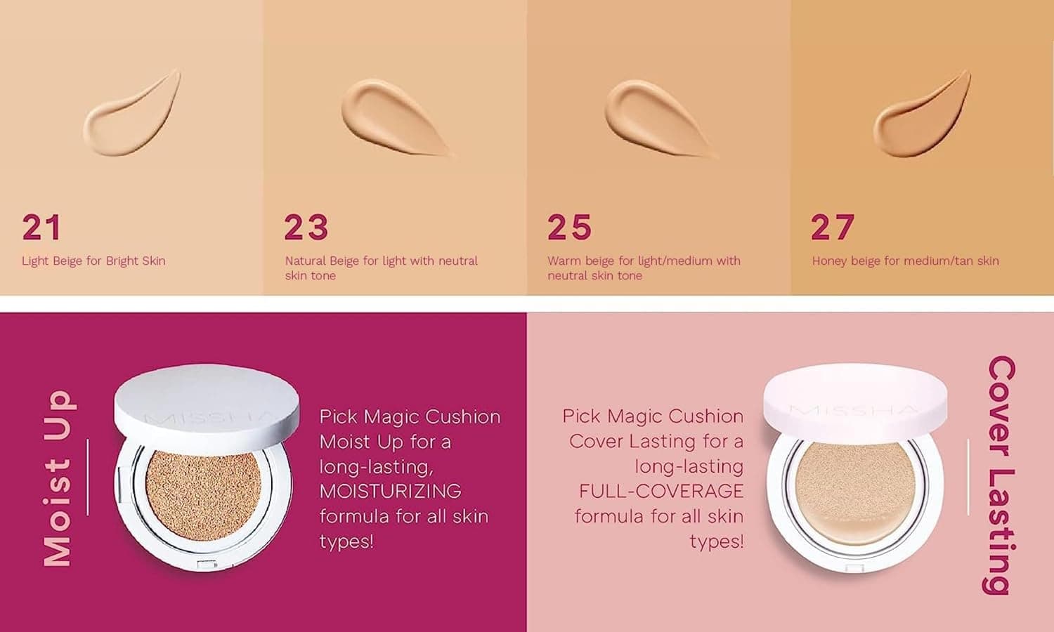 فوندوتن MISSHA نیمهمات پوشش بالا مدل Magic Cushion Cover Lasting No.21 SPF50+ PA+++ فوندوتن MISSHA نیمهمات پوشش بالا مدل Magic Cushion Cover Lasting No.21 SPF50+ PA+++