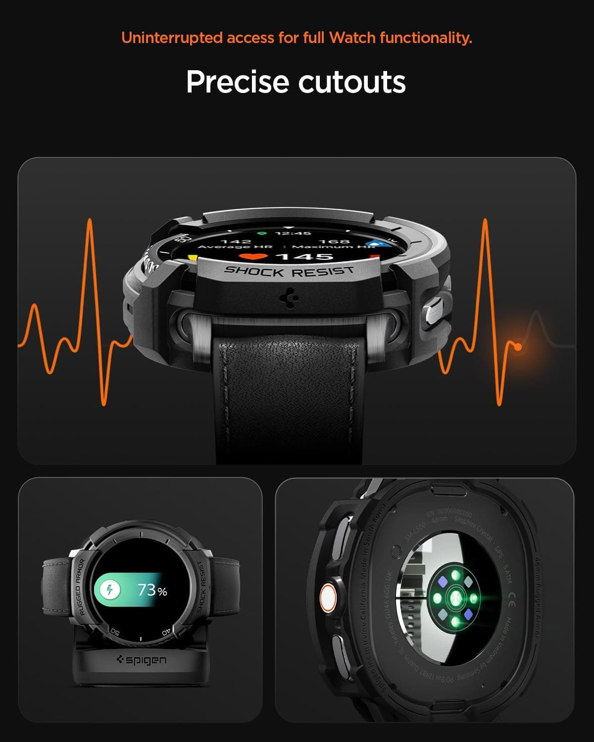قاب سازگار با Galaxy Watch 8 Classic (46mm) Spigen Rugged Armor مشکی مات مدل ACS10012 قاب سازگار با Galaxy Watch 8 Classic (46mm) Spigen Rugged Armor مشکی مات مدل ACS10012