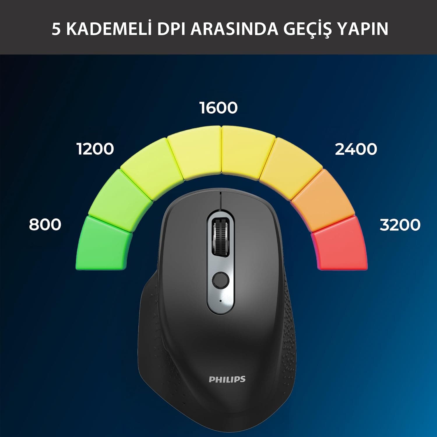 ماوس PHILIPS ارگونومیک بیصدا مشکی 8 کلیده دوحالته Bluetooth و 2.4G مدل SPK7818 با دقت 3200 DPI ماوس PHILIPS ارگونومیک بیصدا مشکی 8 کلیده دوحالته Bluetooth و 2.4G مدل SPK7818 با دقت 3200 DPI