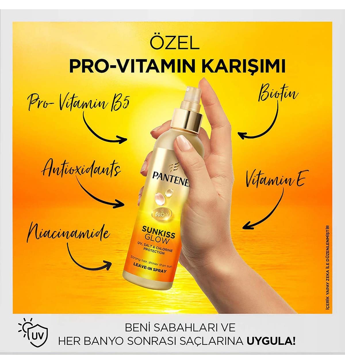 اسپری مو Pantene Pro-V Sunkiss Glow محافظ خورشید و کلر بدون آبکشی 200ML اسپری مو Pantene Pro-V Sunkiss Glow محافظ خورشید و کلر بدون آبکشی 200ML