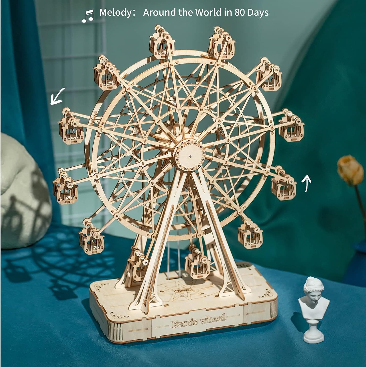 پازل چوبی سهبعدی جعبه موسیقی دستگردان کودکان Rolife مدل چرخوفلک Machinarium پازل چوبی سهبعدی جعبه موسیقی دستگردان کودکان Rolife مدل چرخوفلک Machinarium