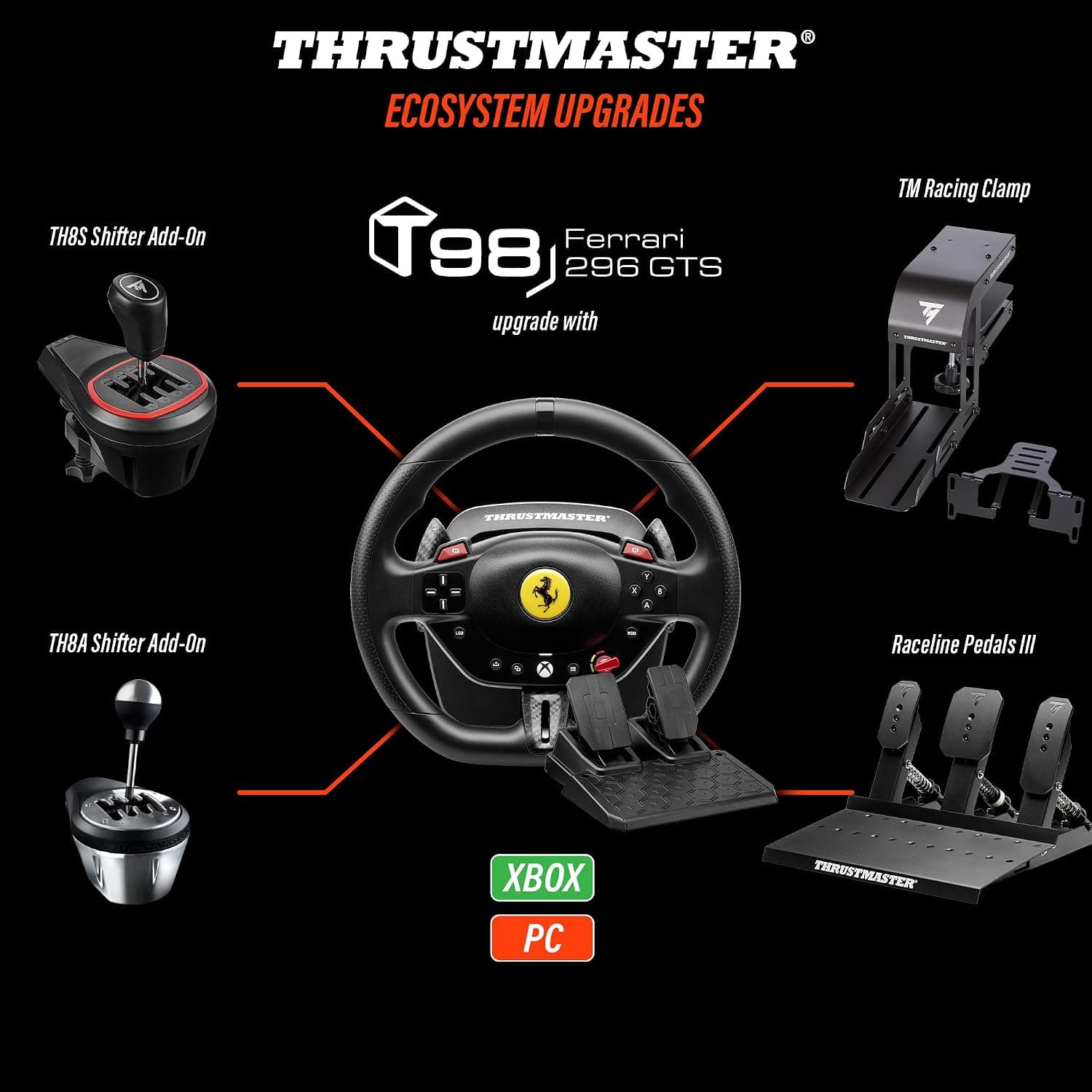 فرمان مسابقهای Thrustmaster مدل T98 Ferrari 296 GTS برای Xbox و PC فرمان مسابقهای Thrustmaster مدل T98 Ferrari 296 GTS برای Xbox و PC
