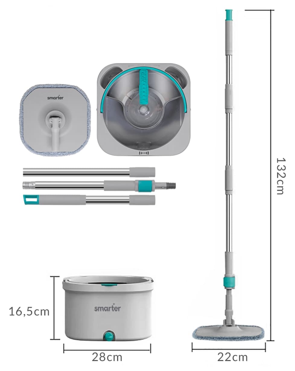 ست نظافت SMARTER مدل Aqua Master با جداکننده آب تمیز/کثیف، موپ و شیشهپاککن ست نظافت SMARTER مدل Aqua Master با جداکننده آب تمیز/کثیف، موپ و شیشهپاککن
