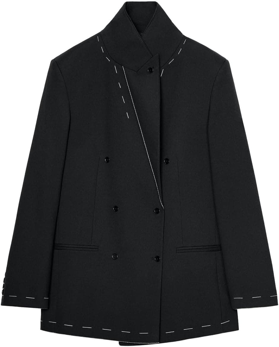 بلیزر مردانه Zara اورسایز با دوخت روی مشکی سایز XS-S بلیزر مردانه Zara اورسایز با دوخت روی مشکی سایز XS-S