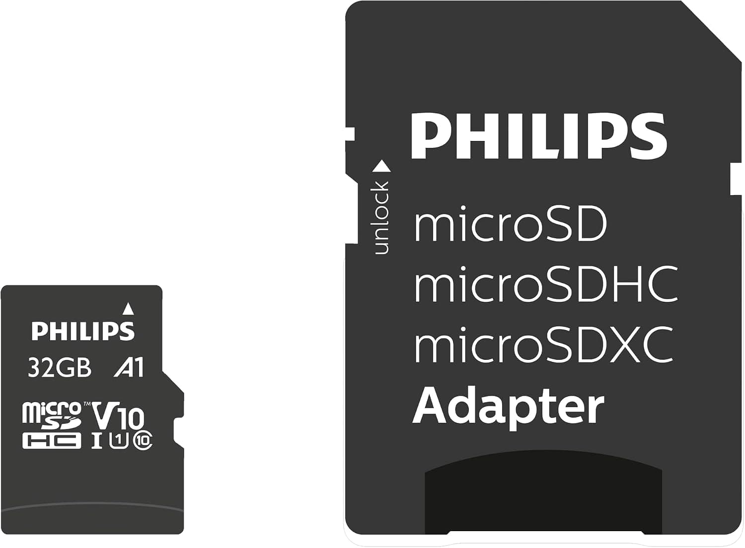 کارت حافظه Micro SDHC PHILIPS 32 GB با آداپتور SD، UHS-I U1، سرعت خواندن تا 80 MB/s، مدل A1 V10 کارت حافظه Micro SDHC PHILIPS 32 GB با آداپتور SD، UHS-I U1، سرعت خواندن تا 80 MB/s، مدل A1 V10
