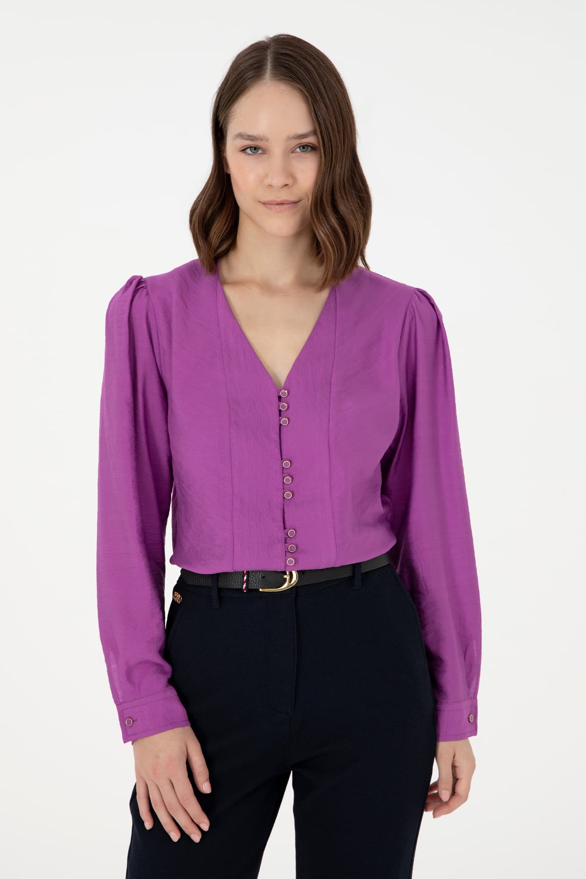 پیراهن زنانه U.S. Polo Assn. آستین بلند بنفش مدل 50292395-VR037 پیراهن زنانه U.S. Polo Assn. آستین بلند بنفش مدل 50292395-VR037