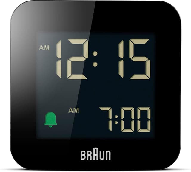 ساعت زنگدار دیجیتال سفری Braun مشکی با آلارم Crescendo، نمایشگر LCD منفی و تنظیم سریع، مدل BC08B ساعت زنگدار دیجیتال سفری Braun مشکی با آلارم Crescendo، نمایشگر LCD منفی و تنظیم سریع، مدل BC08B