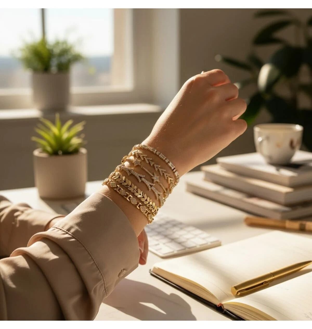 دستبند زنانه XUPING JEWELRY آبکاری طلای 14K مدل POKAK دستبند زنانه XUPING JEWELRY آبکاری طلای 14K مدل POKAK