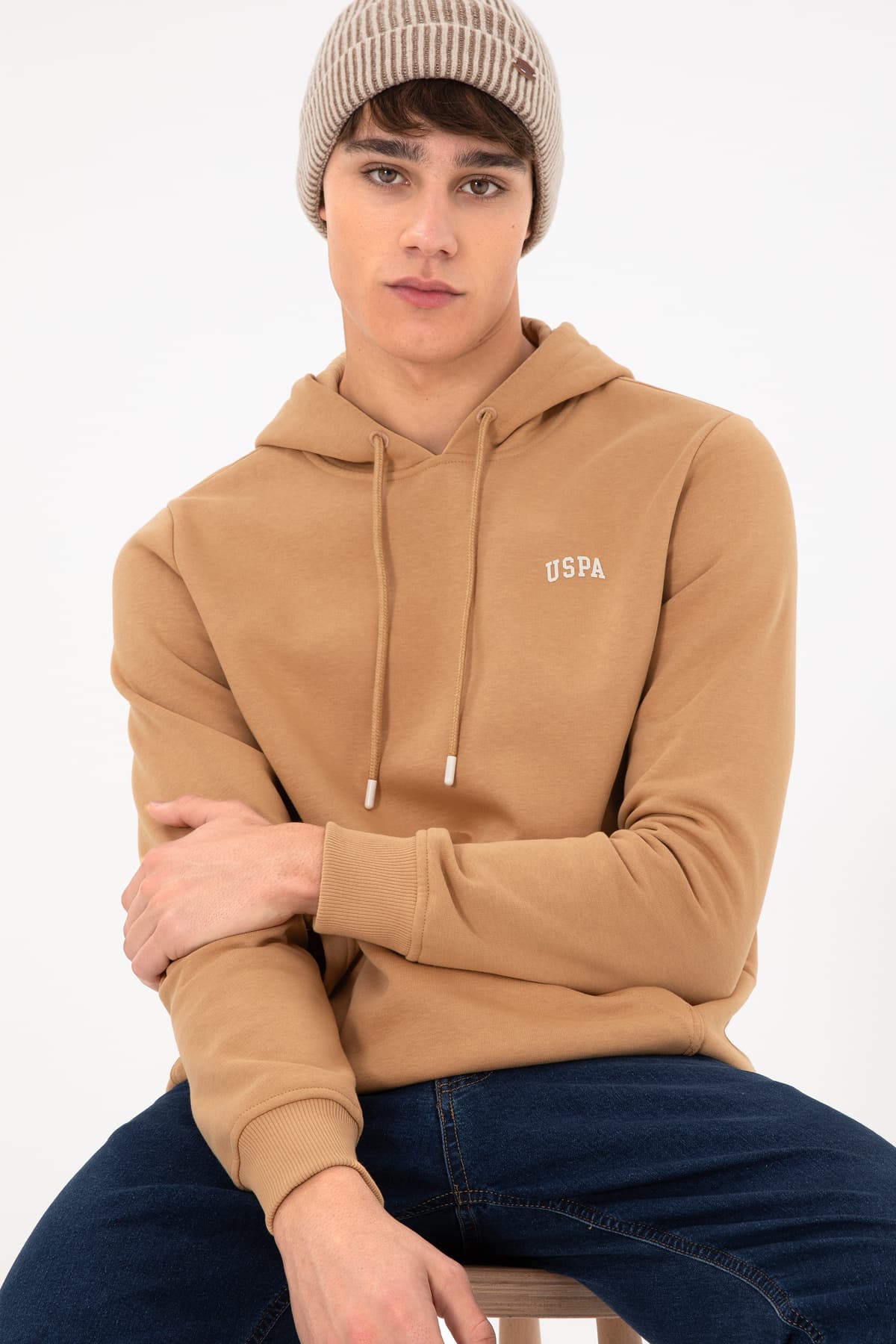 سوئیشرت هودی مردانه U.S. Polo Assn. فلیس بیسیک شتری مدل 50295176-VR015 سوئیشرت هودی مردانه U.S. Polo Assn. فلیس بیسیک شتری مدل 50295176-VR015