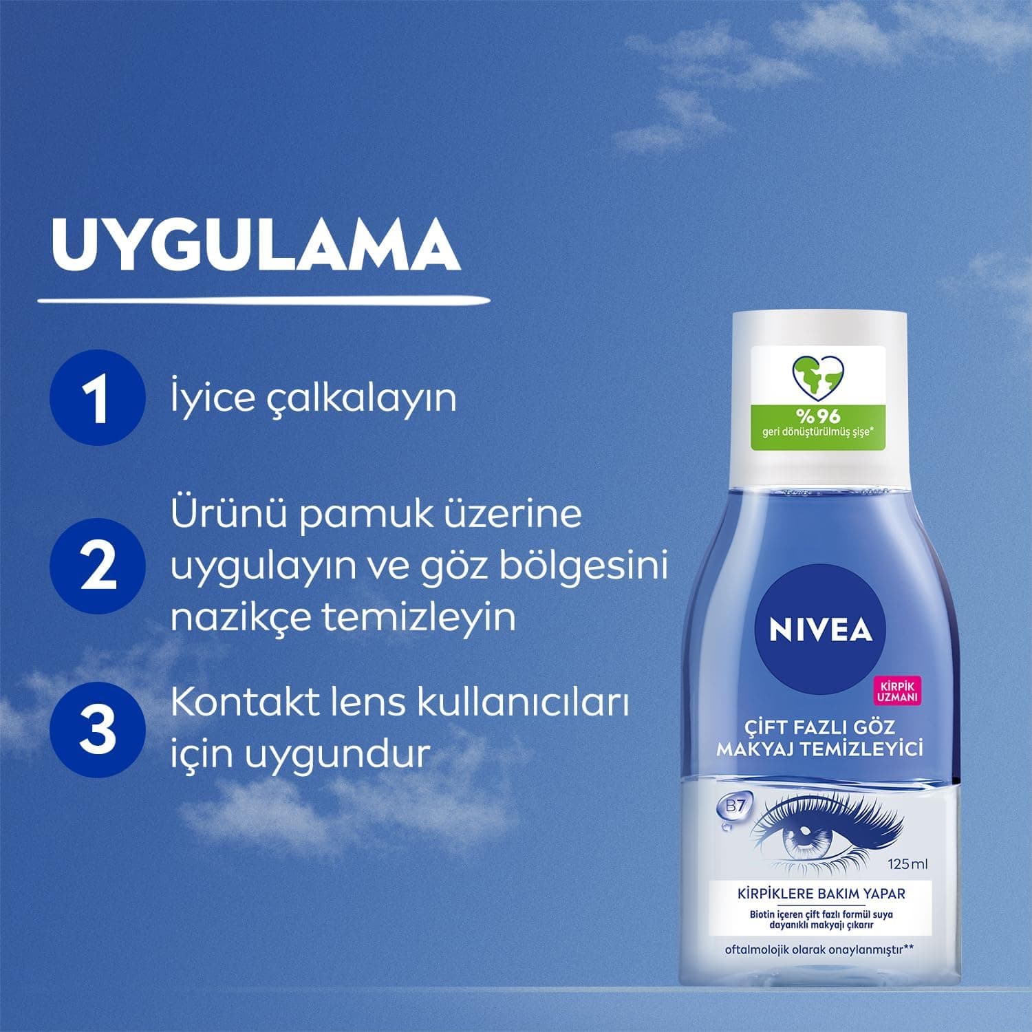 پاککننده دوفازی آرایش چشم NIVEA 125 ml با بیوتین، مراقبت از مژه و مناسب ریمل و آرایش ضدآب پاککننده دوفازی آرایش چشم NIVEA 125 ml با بیوتین، مراقبت از مژه و مناسب ریمل و آرایش ضدآب