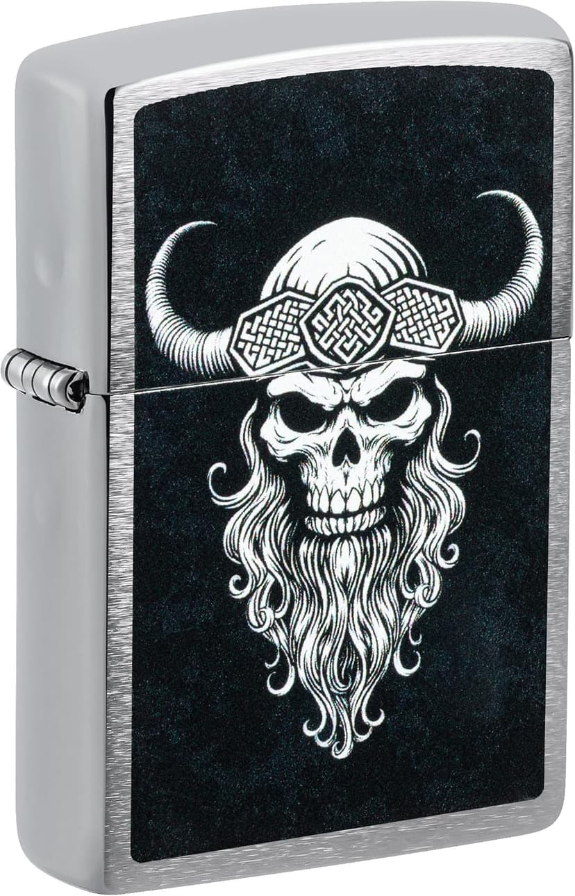 فندک Zippo بادگیر با طرح جمجمه وایکینگ کروم مات قابل پرشدن فندک Zippo بادگیر با طرح جمجمه وایکینگ کروم مات قابل پرشدن