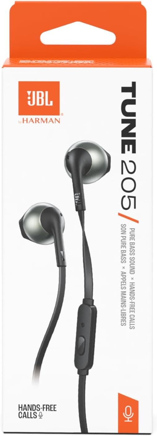 هندزفری داخلگوشی سیمی JBL میکروفوندار مشکی مدل T205 هندزفری داخلگوشی سیمی JBL میکروفوندار مشکی مدل T205