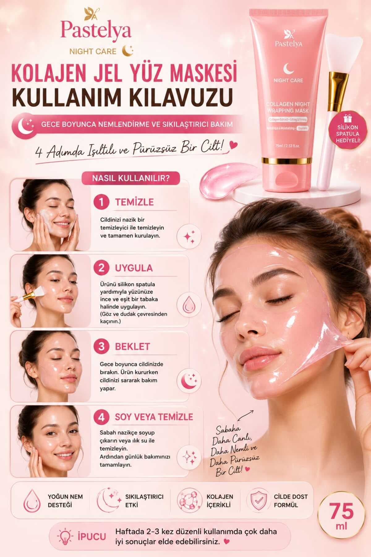 ماسک صورت ژلی کلاژن قابللایهبرداری Pastelya 75 ml ماسک صورت ژلی کلاژن قابللایهبرداری Pastelya 75 ml