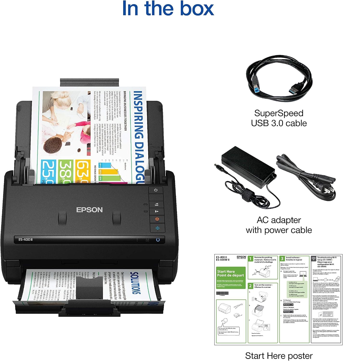 اسکنر اسناد رومیزی رنگی دورو Epson Workforce برای PC و Mac با تغذیه خودکار اسناد (ADF) مدل ES-400 II اسکنر اسناد رومیزی رنگی دورو Epson Workforce برای PC و Mac با تغذیه خودکار اسناد (ADF) مدل ES-400 II
