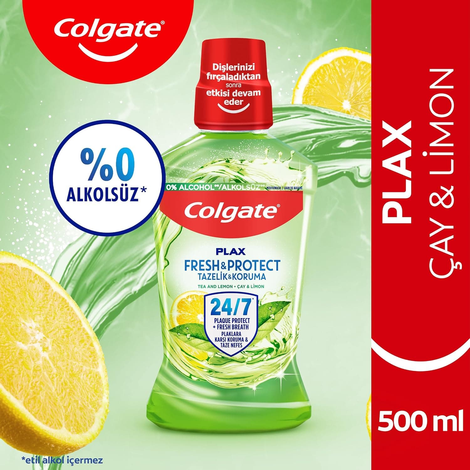 دهانشویه Colgate Plax با طعم چای و لیمو ضد پلاک 500 mL دهانشویه Colgate Plax با طعم چای و لیمو ضد پلاک 500 mL