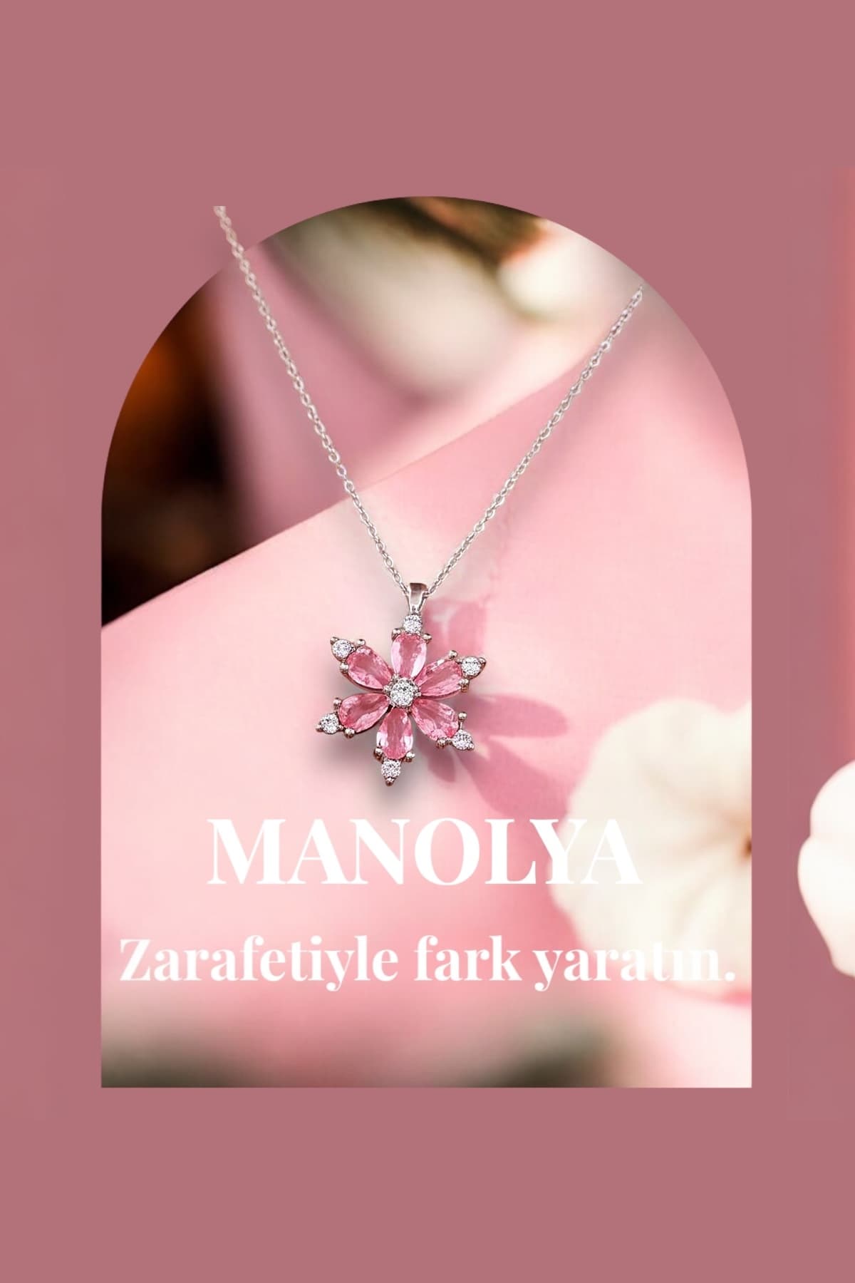 گردنبند زنانه CAN SILVER نقره 925 با زیرکن صورتی طرح گل مانولیا گردنبند زنانه CAN SILVER نقره 925 با زیرکن صورتی طرح گل مانولیا