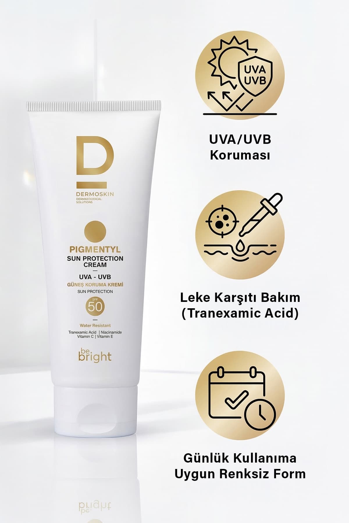 کرم ضدآفتاب Dermoskin ضدلک با محافظت UVA و UVB SPF 50+ سری Be Bright Pigmentyl 75+75 ml کرم ضدآفتاب Dermoskin ضدلک با محافظت UVA و UVB SPF 50+ سری Be Bright Pigmentyl 75+75 ml