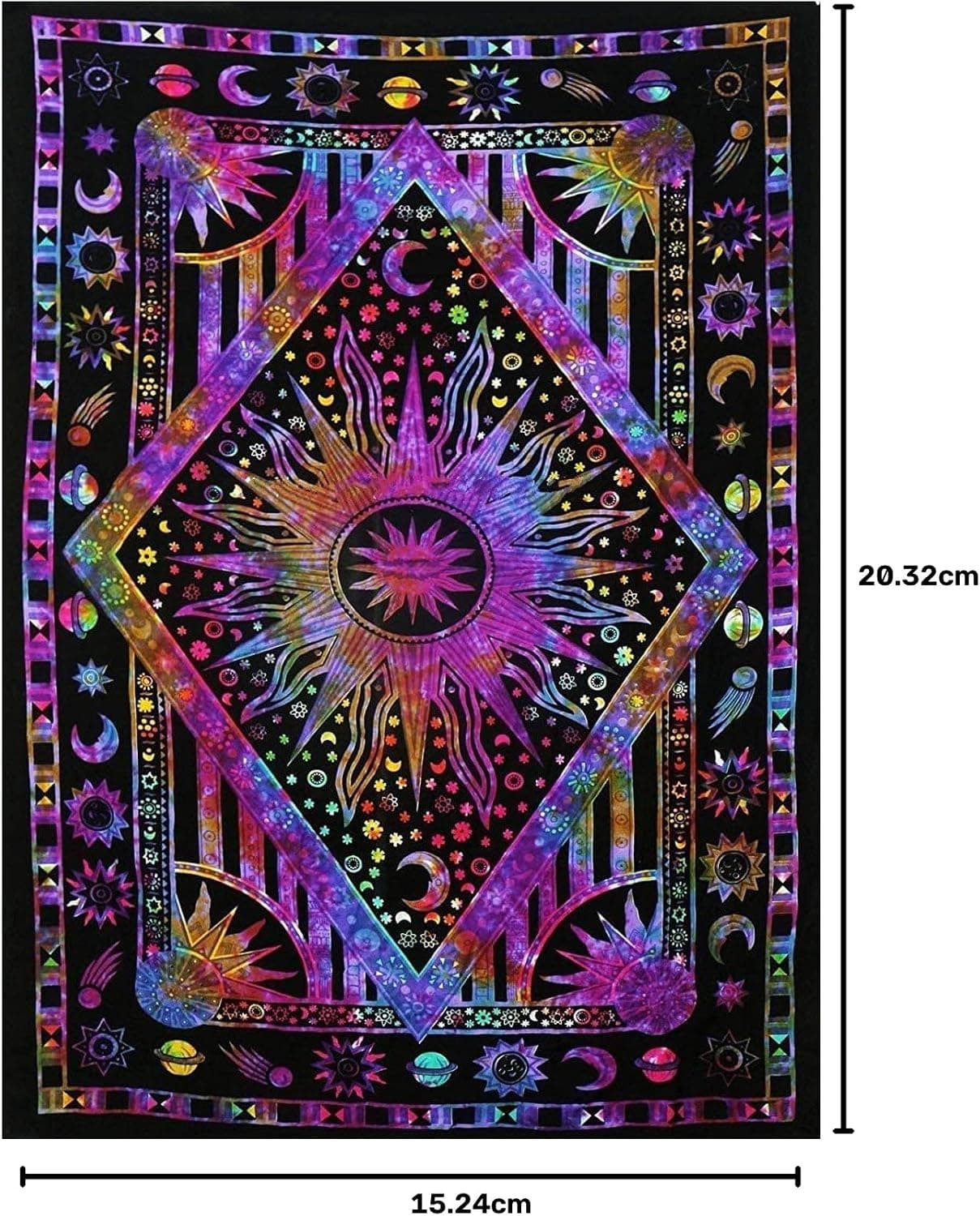 دیوارآویز ANJANIYA طرح خورشید فروزان تایدای با نقش ماه، ستاره و سیاره بنفش چندرنگ 30"X40" دیوارآویز ANJANIYA طرح خورشید فروزان تایدای با نقش ماه، ستاره و سیاره بنفش چندرنگ 30"X40"