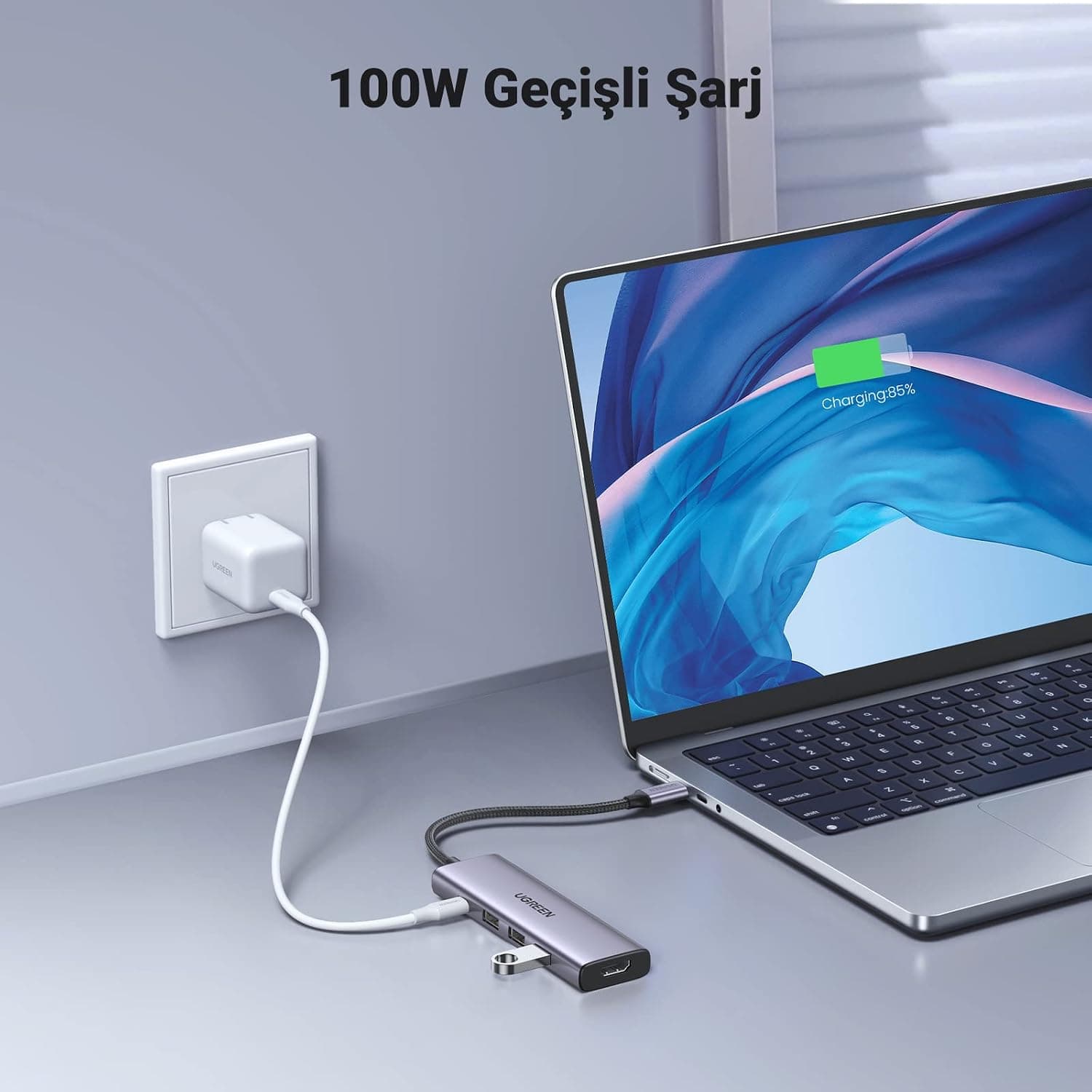 هاب 5 IN 1 USB C UGREEN با HDMI 4K، PD100W و 3 USB A 5Gbps هاب 5 IN 1 USB C UGREEN با HDMI 4K، PD100W و 3 USB A 5Gbps