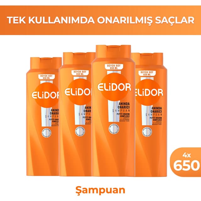 شامپو مراقبت از مو Elidor ترمیم فوری 650 ml x4 شامپو مراقبت از مو Elidor ترمیم فوری 650 ml x4