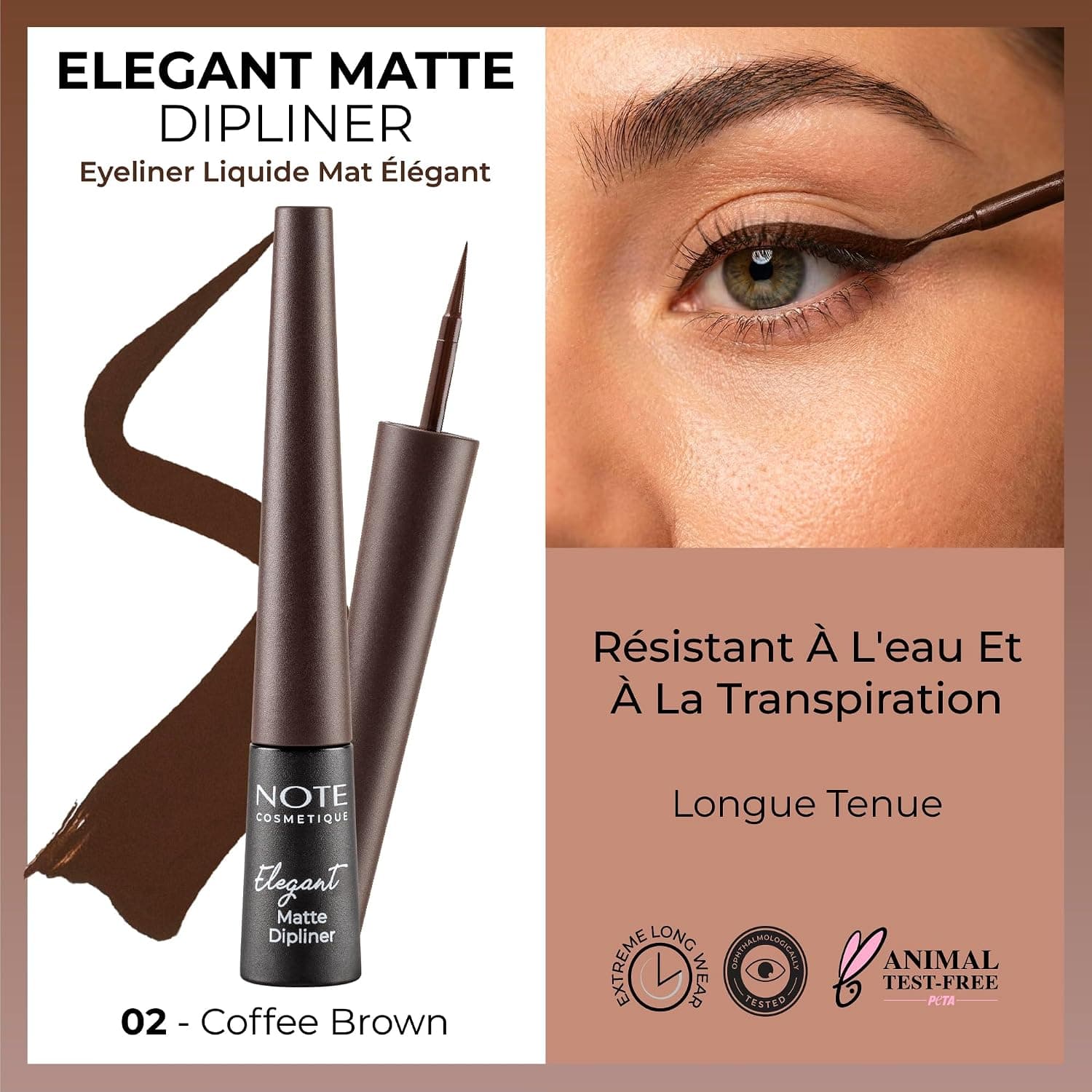 خط چشم Note Elegant Dipliner مات ضدآب قهوهای مدل 02 Coffee Brown خط چشم Note Elegant Dipliner مات ضدآب قهوهای مدل 02 Coffee Brown