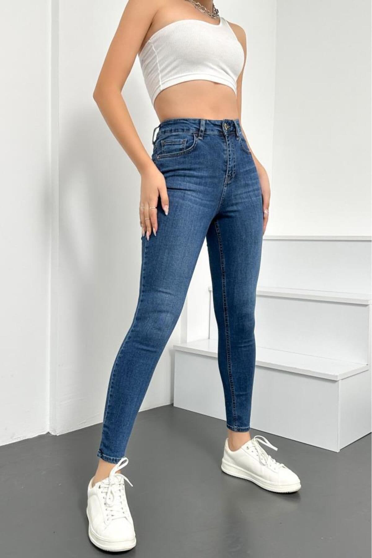 شلوار جین زنانه HLT JEANS آبی روشن سوپر اسکینی فاق بلند کشی مدل JENNİE-AÇIK MAVİ شلوار جین زنانه HLT JEANS آبی روشن سوپر اسکینی فاق بلند کشی مدل JENNİE-AÇIK MAVİ