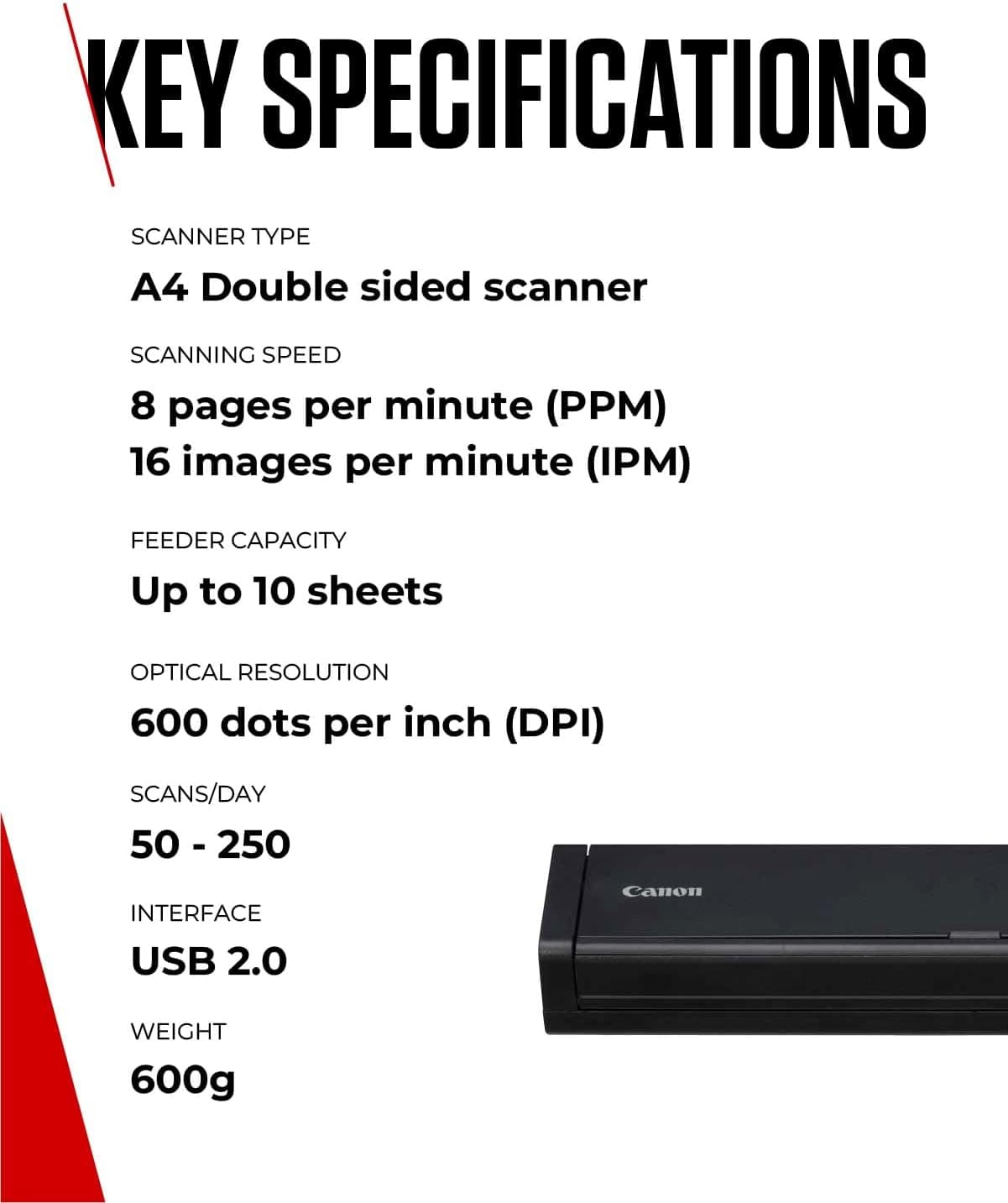 اسکنر اسنادی قابل حمل Canon دورو A4 تغذیه خودکار 10x مدل P-208II مشکی اسکنر اسنادی قابل حمل Canon دورو A4 تغذیه خودکار 10x مدل P-208II مشکی