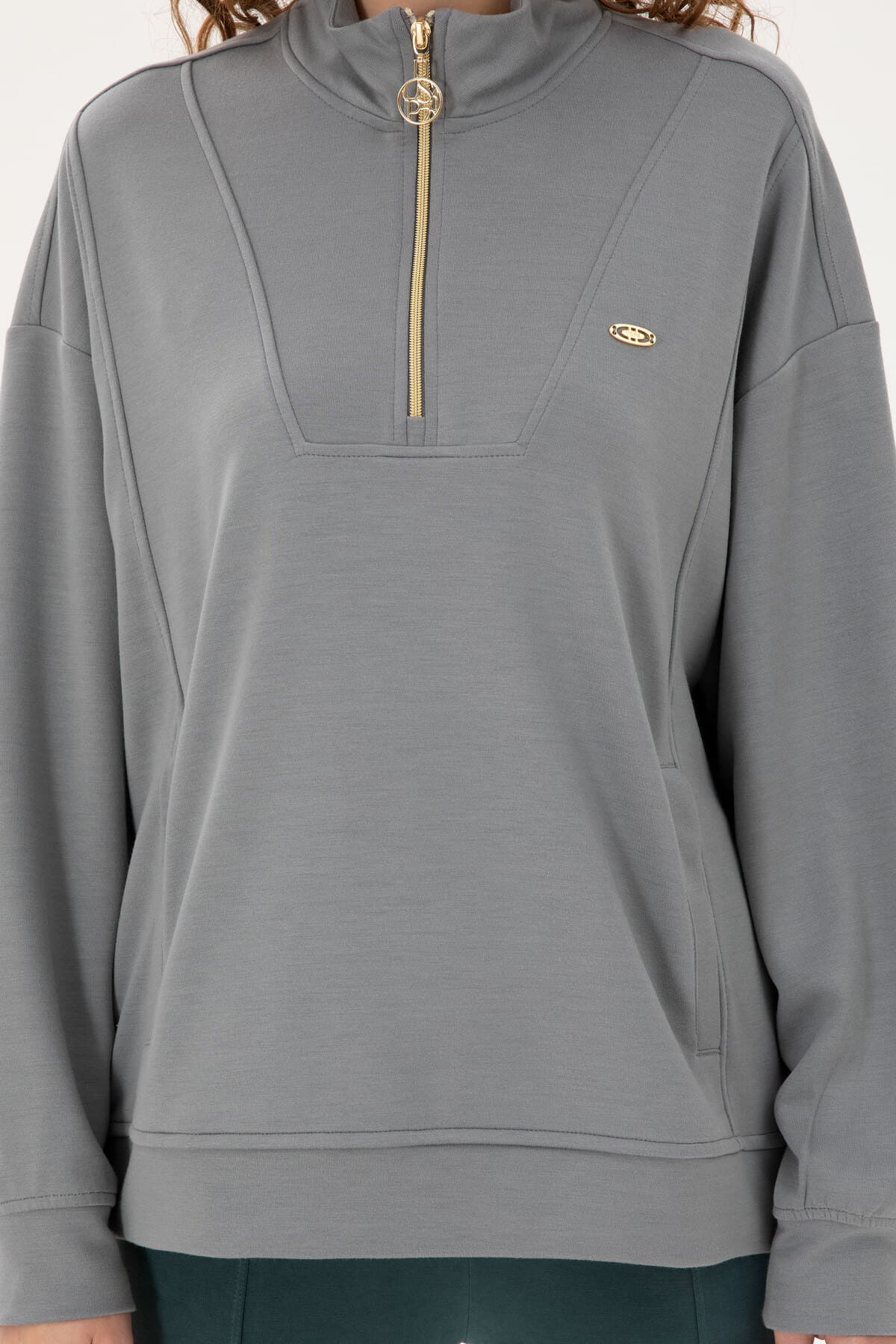 سویشرت زنانه U.S. Polo Assn. طوسی با ترکیب مودال یقه ایستاده زیپدار مدل 50298988-VR086 سویشرت زنانه U.S. Polo Assn. طوسی با ترکیب مودال یقه ایستاده زیپدار مدل 50298988-VR086